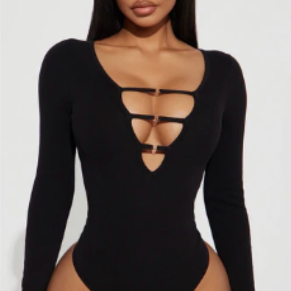 Fashion Nova NWT Black Cut-Out Bodysuit